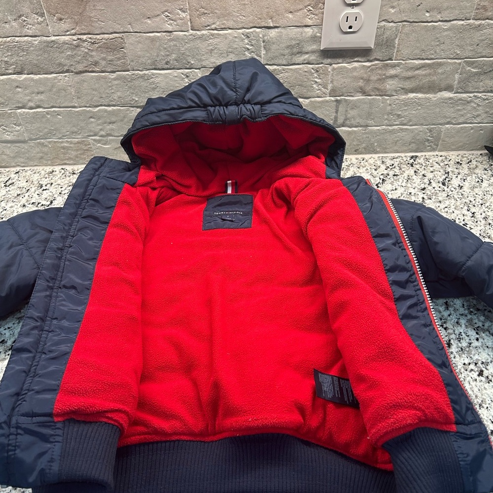 TOMMY HILFIGER Navy and Red Hooded Jacket